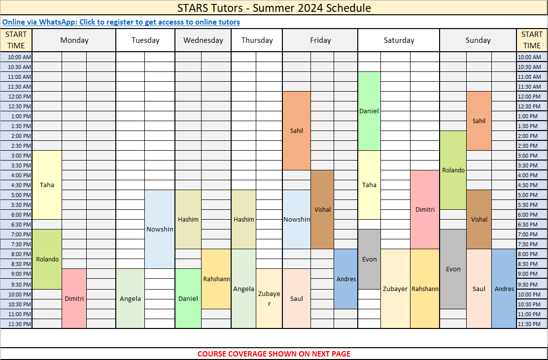 Tutor Schedule FIU STARS